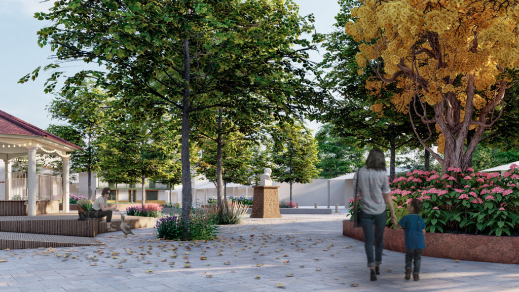 Diseño de plaza urbanizada